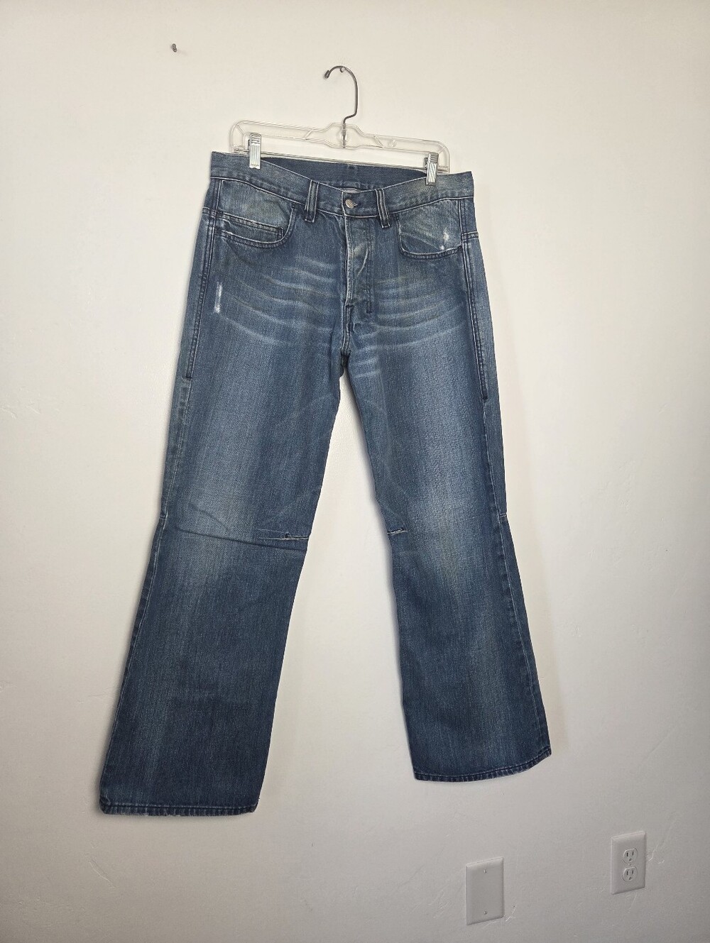 Diesel Ravi Jeans Straight Leg Italy Designer Reinforced Knee Medium Wash Men 34